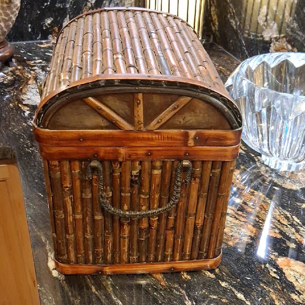 Brown Bamboo Decor Accent Box with Curved Lid - Picture 3 of 5